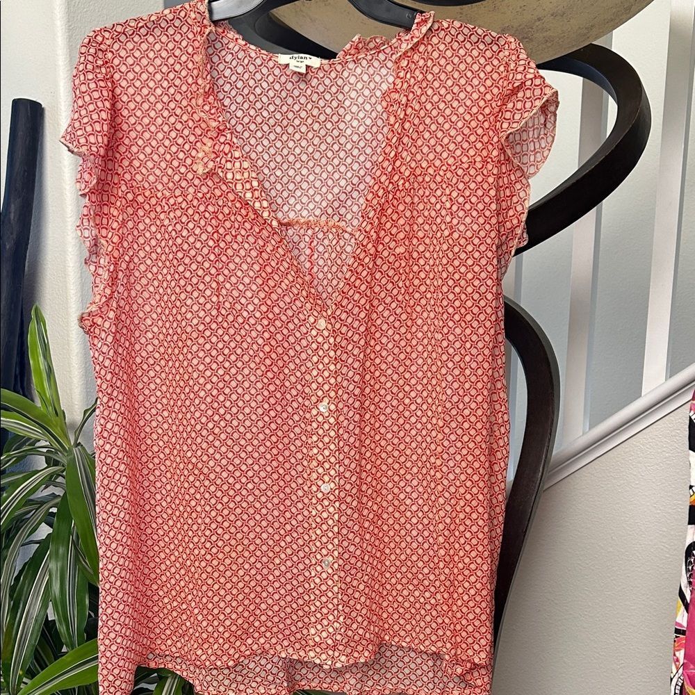 Dylan Red Geometric Blouse